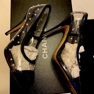 CoCo Chanel Clear Pearl Pumps